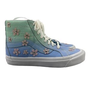 Vans Sponge Bob Sneakers Womens 8 Leather 2 Tone Blue Green Floral Skate Shoes